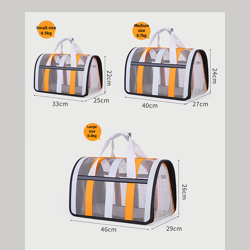 Size M Light Green And White Foldable Pet Carrier Bag - Lightweight, Breathable, and Spacious for All Seasons