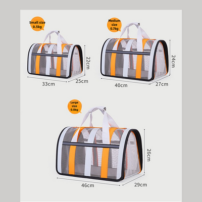 Size M Light Green And White Foldable Pet Carrier Bag - Lightweight, Breathable, and Spacious for All Seasons