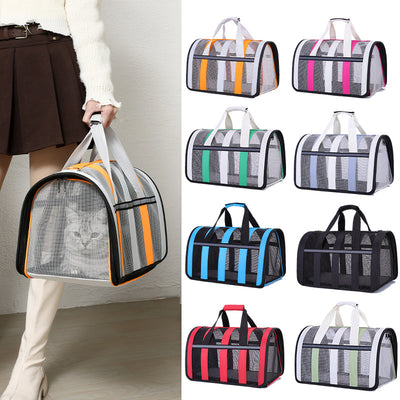 Size L Light Green And White Foldable Pet Carrier Bag - Lightweight, Breathable, and Spacious for All Seasons
