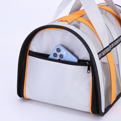 Size L Light Green And White Foldable Pet Carrier Bag - Lightweight, Breathable, and Spacious for All Seasons
