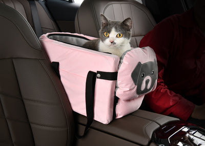Pink Pet Car Booster Seat for Small Dogs & Cats - Safe Travel Carrier Bed - Purely Pet Essentials