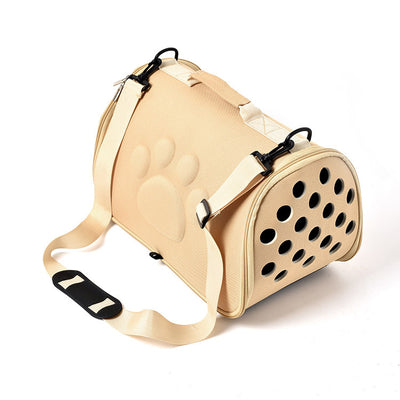 Khaki Stylish EVA Pet Carrier Bag - Lightweight Portable & Breathable Travel Crate for Small Dogs & Cats - Purely Pet Essentials