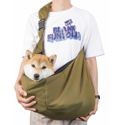 Green Breathable Pet Sling Carrier for Small Dogs & Cats - Adjustable Hands-Free Travel Pouch with Safety Leash & Pocket - Purely Pet Essentials
